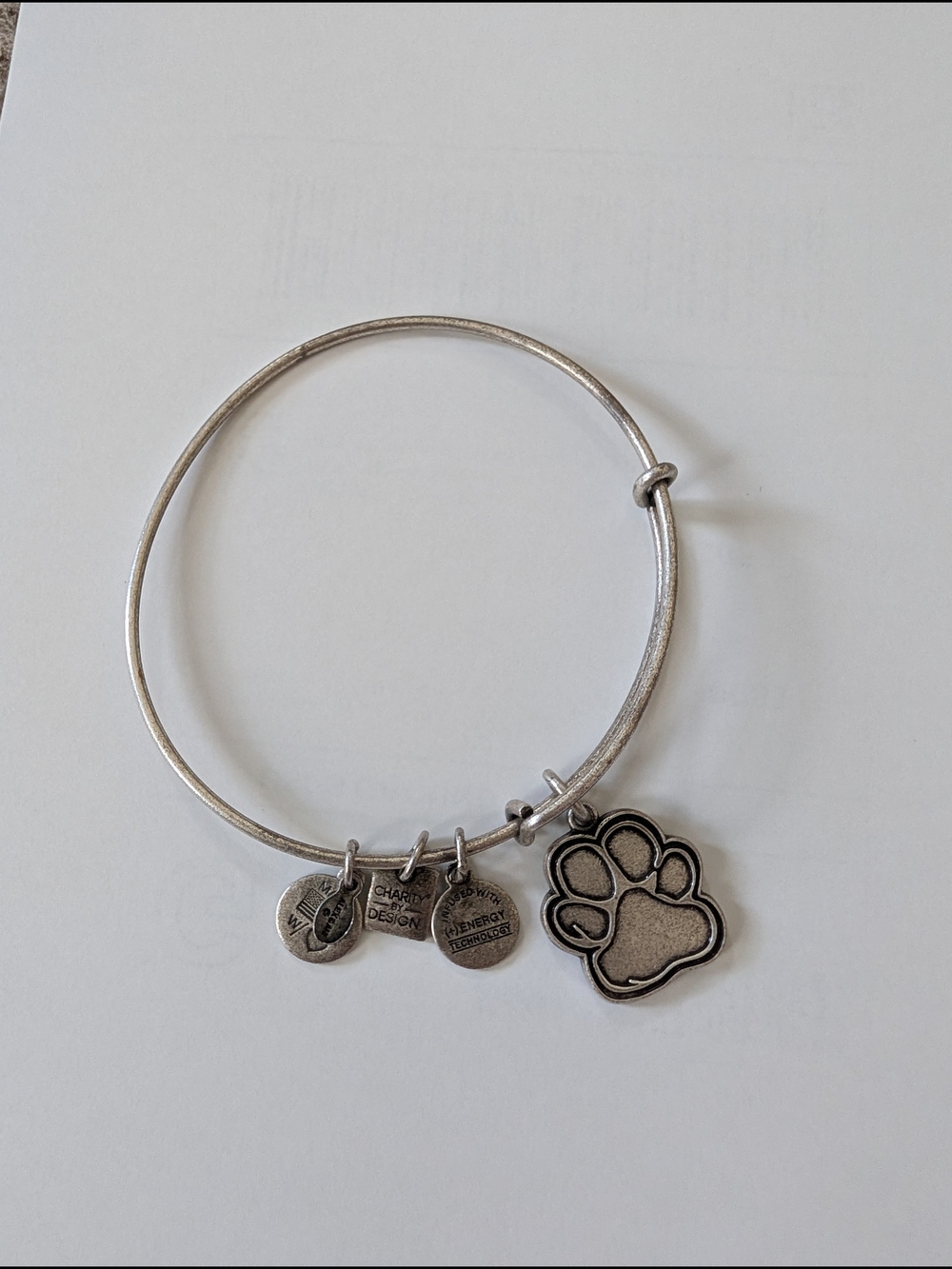 Alex & Ani Silver Paw Prints Of Love Charm Bangle Bracelet